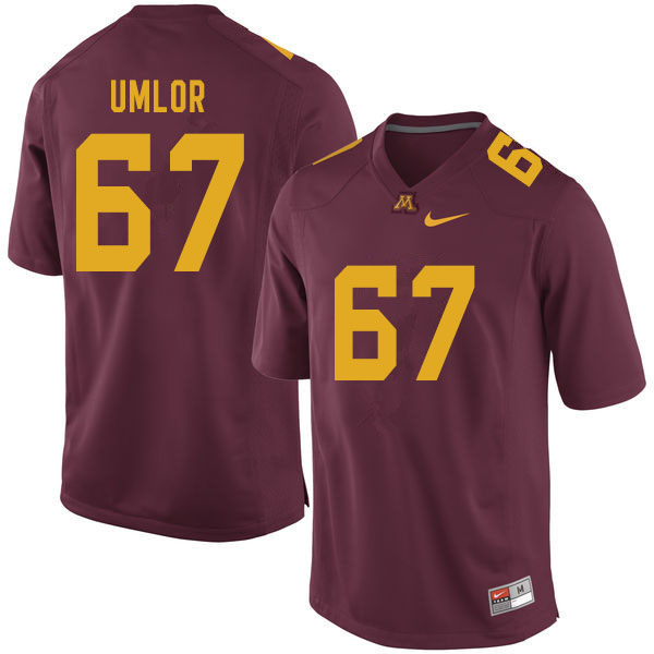 Men #67 Nate Umlor Minnesota Golden Gophers College Football Jerseys Sale-Maroon